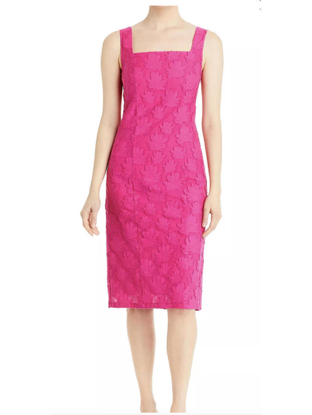 Hugo Boss Diteva Sleeveless Cotton Blend Sheath Dress In Flamingo Size 4